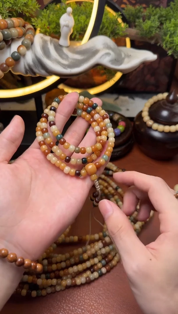 菩提根/象牙果手串稻香玉米桶珠108颗双圈