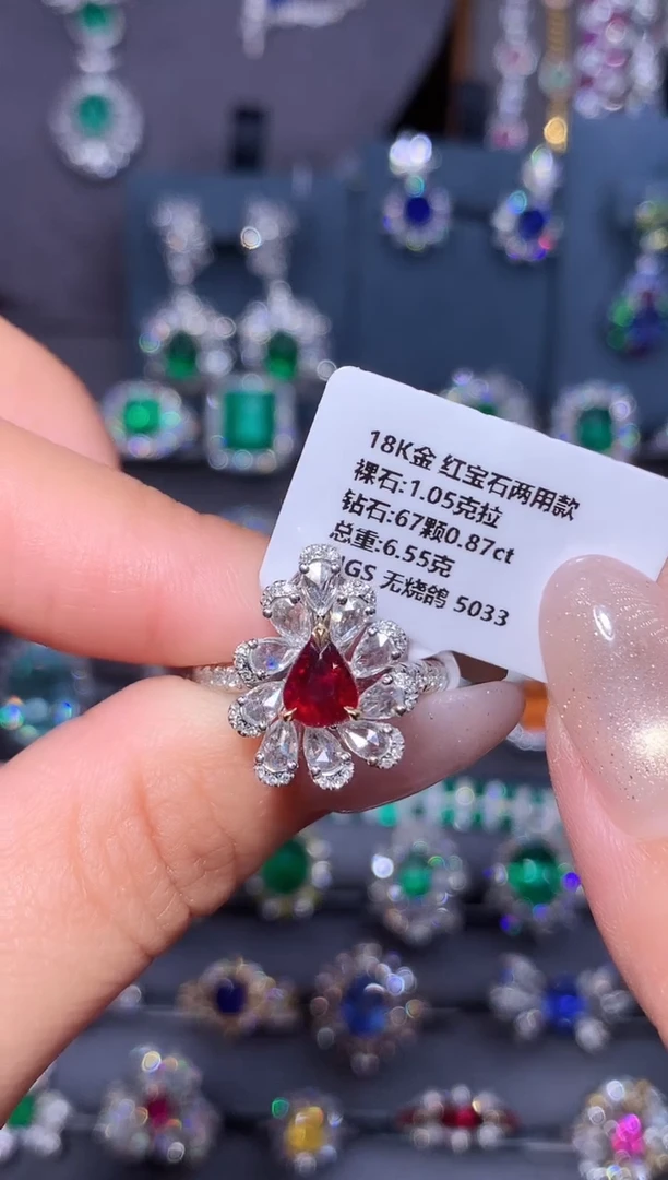 18K金镶嵌戒指红宝石1.05ct/AIGS/无烧鸽血红