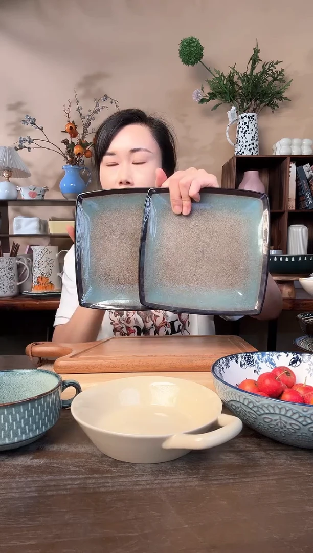 7.8英寸窑变渐变方盘2只微瑕