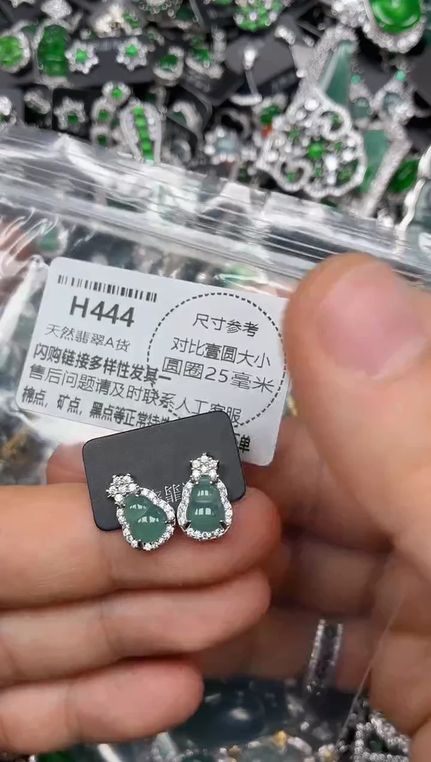 颈饰未镶嵌翡翠H444耳钉