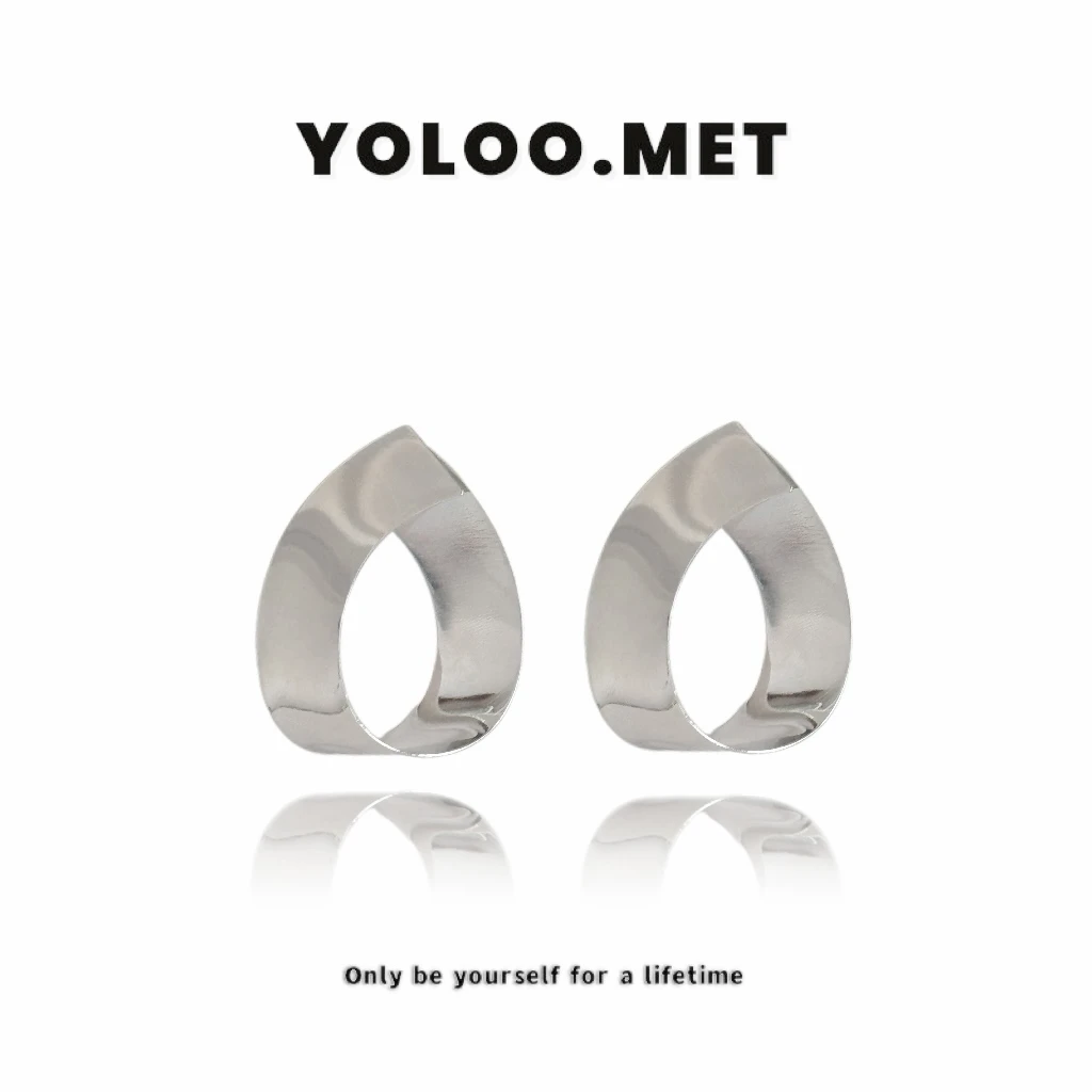 铜合金耳饰 【Yoloo.Met】欧美小众设计感光面素款KOLL系列轻奢耳圈