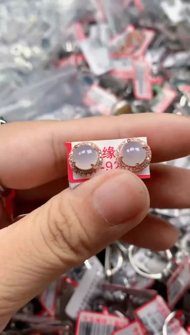 银S925镶嵌戒指翡翠天然A货缅甸翡翠
