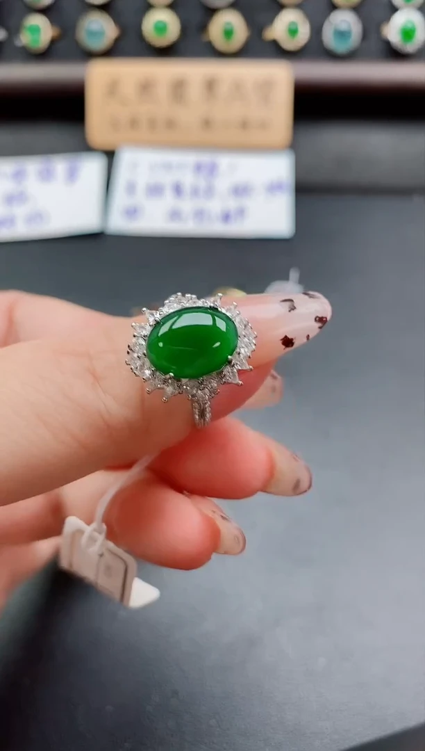 银S925镶嵌戒指翡翠1