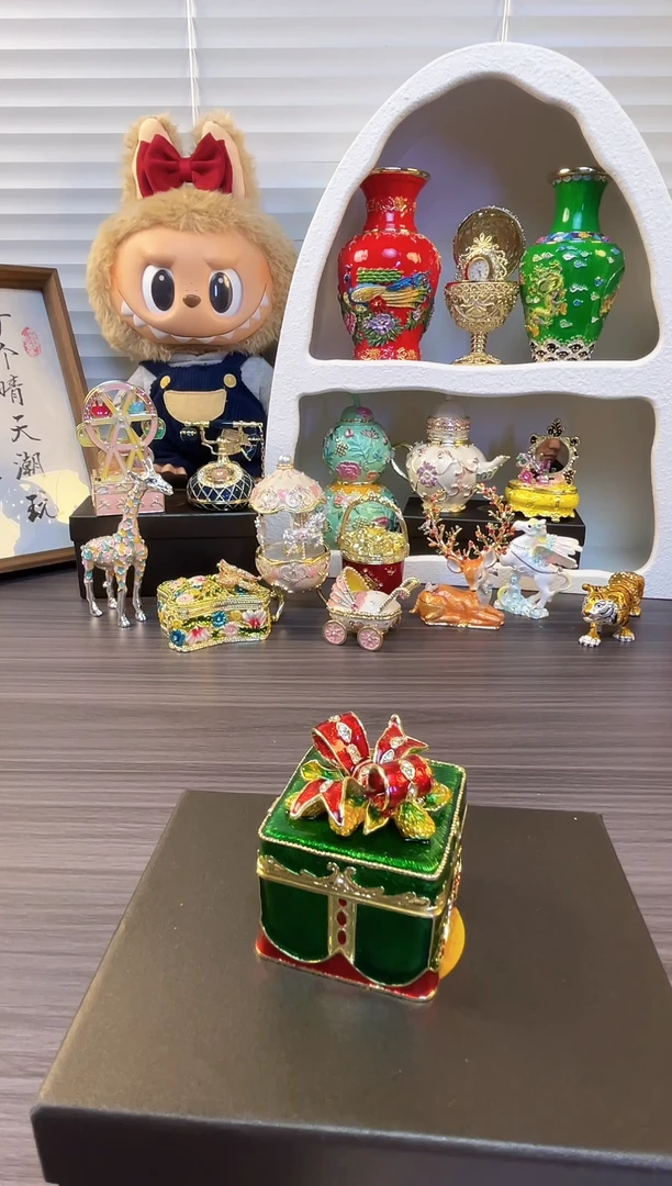 七宝烧珐琅彩首饰盒 摆件 送人送礼个人收藏   圣诞礼盒