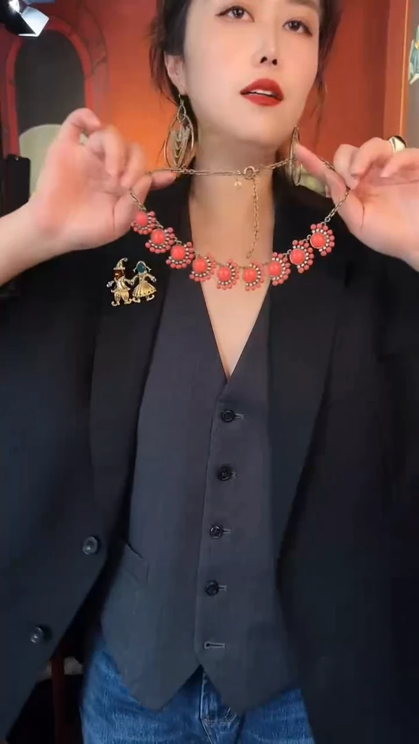合金无合金无孤品不折腾系列橘红色项链