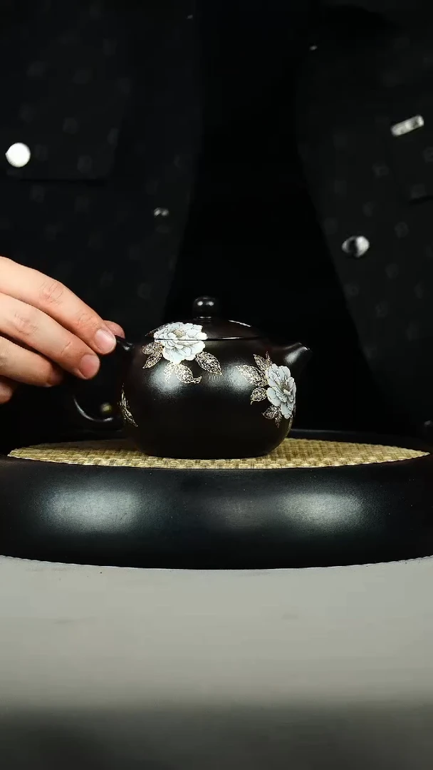 茶壶紫砂石黄 西施 金银错 牡丹