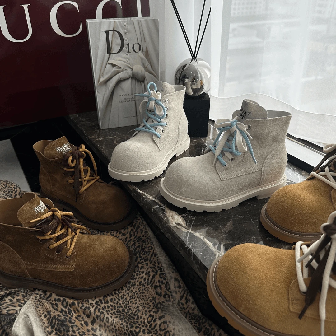 复古厚底工装户外大黄靴女2025秋季新款韩版显脚小增高马丁靴短靴