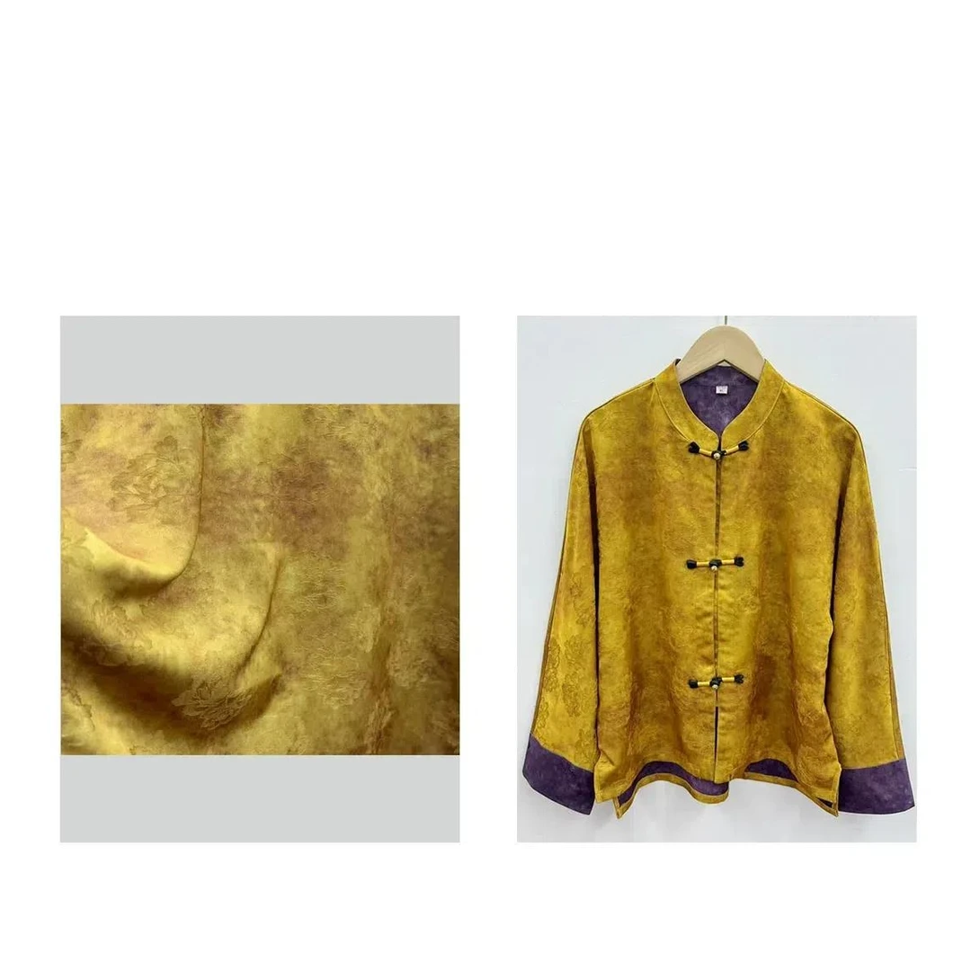 【倾城】新年金色紫色银色战袍初春老料香芸纱上衣