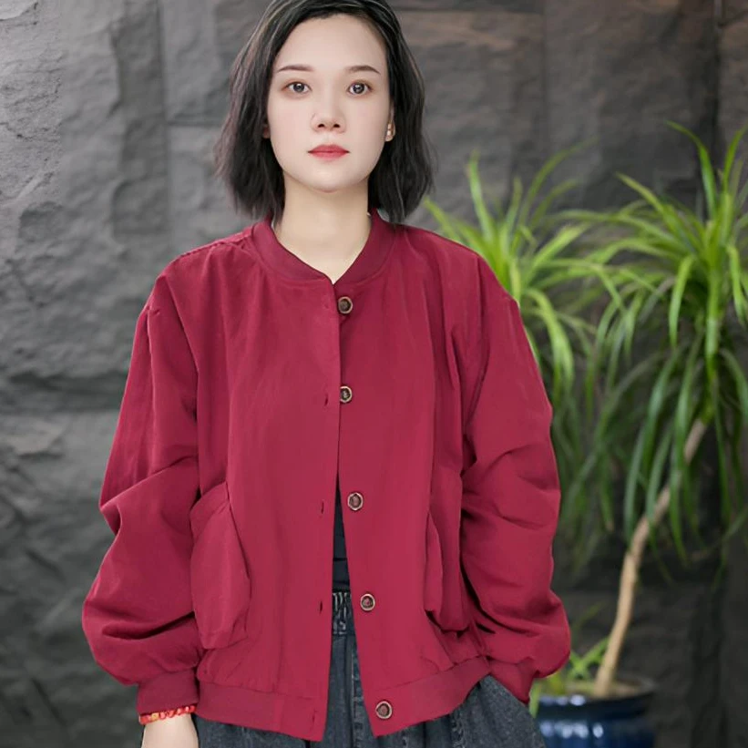FF老钱风秋季立领时尚长袖厚款女短外套短款百搭复古