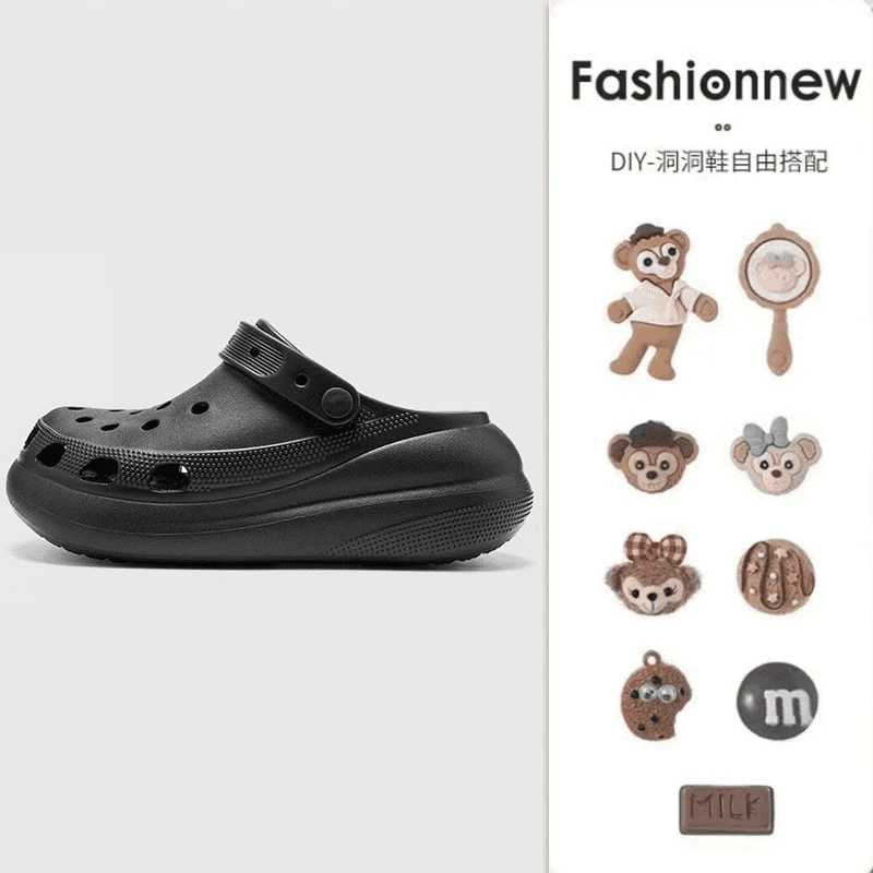 EVA泡芙洞洞鞋女款夏季外穿2025新款DIY防滑沙滩凉鞋拖鞋