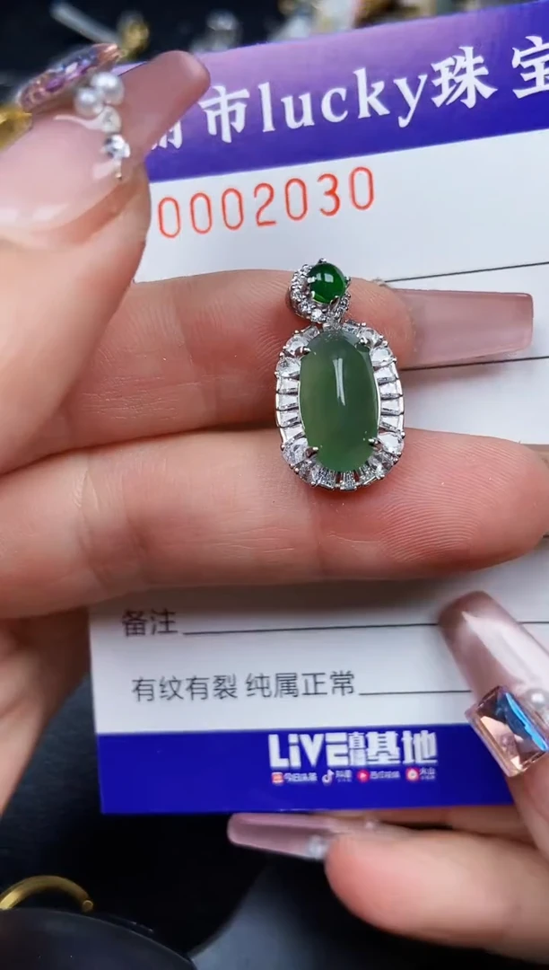 翡翠银S925镶嵌颈饰2030