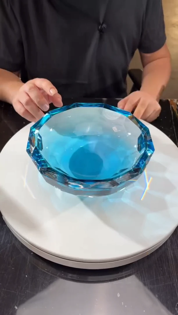 摆件CS0101001宝石蓝刻面小果碗