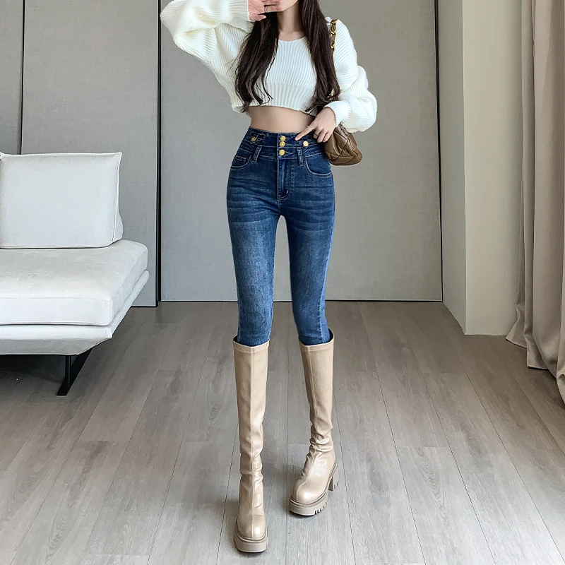 ZHENYIFANG/真衣坊紧身小脚牛仔裤女修身显瘦百搭简约铅笔裤