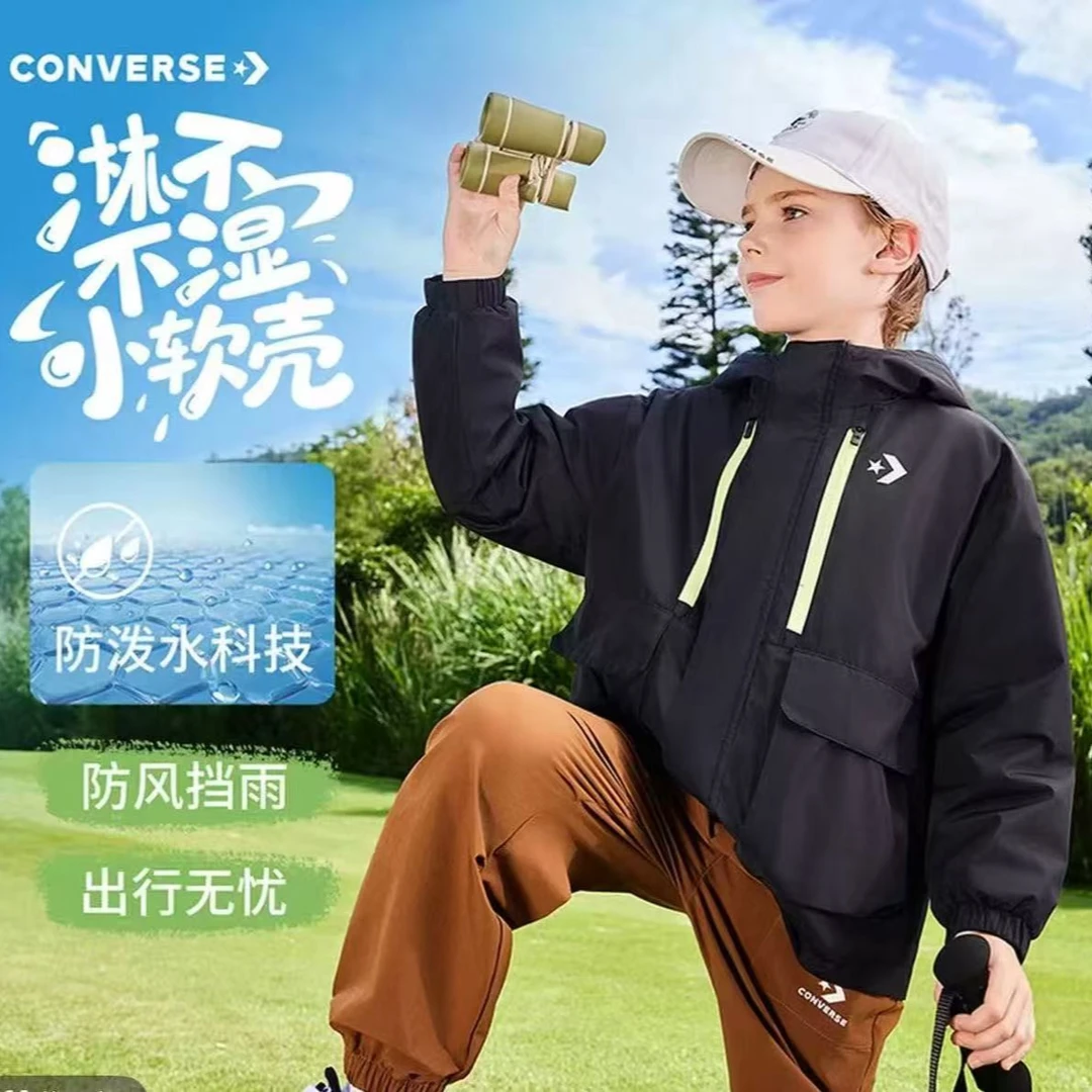 Converse匡威童装风衣锁温防水加绒2025秋冬新款中性防风外套J201