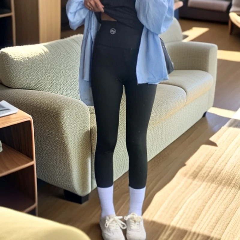 德妃推荐高腰夏季新款高腰透气无痕裸感椰奶鲨鱼裤外穿显瘦打底裤