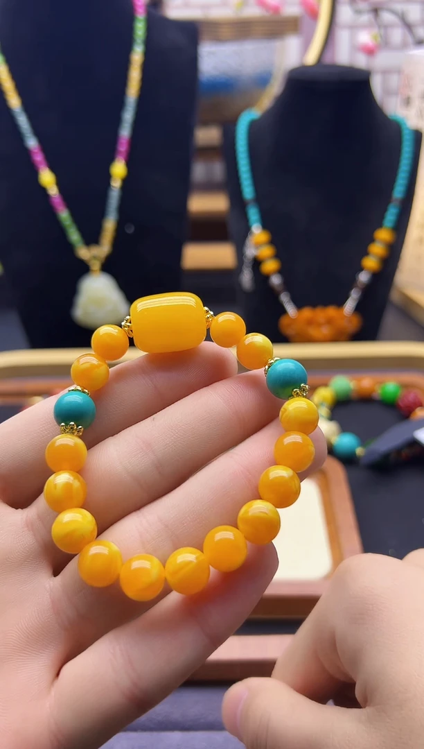 【闪购商品】蜜蜡耳饰14K金镶嵌S366````