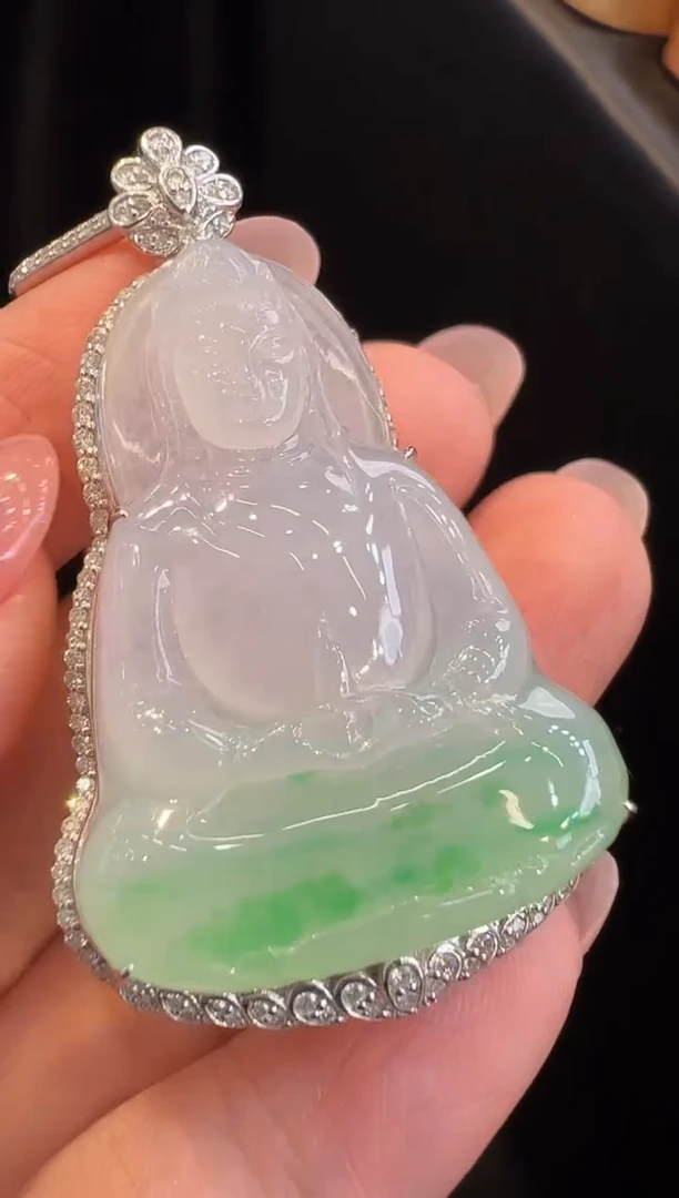 吊坠(不含链)18K金镶嵌翡翠吊坠