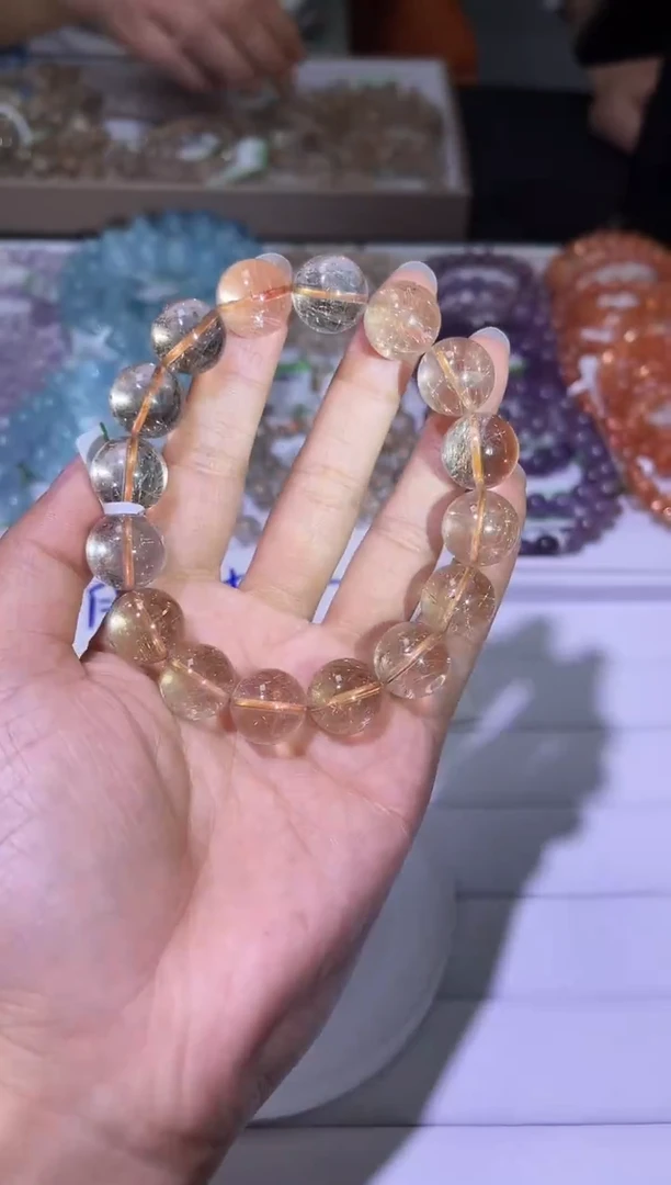 未镶嵌手链水晶J028-14mm金发晶单圈-多样性发其一