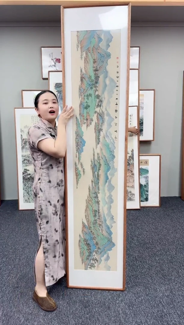 国画千里江山图210*45手写手绘作品