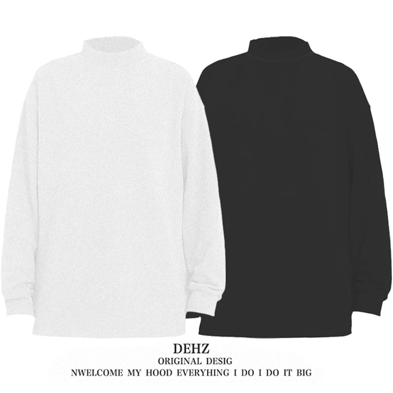 DEHZ半高领德绒打底衫卫衣男款爆款2024新款内搭美式长袖秋季