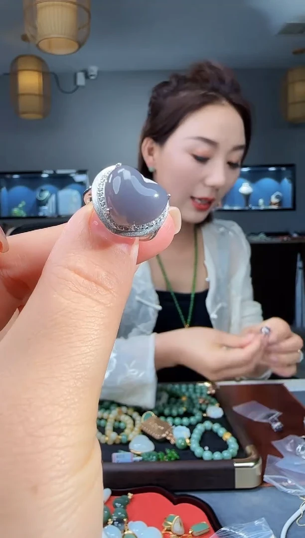 和田玉戒指银S925镶嵌1