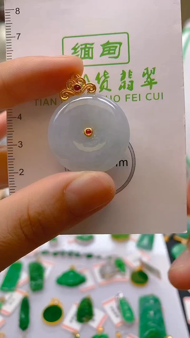 【闪购商品】翡翠颈饰18K金镶嵌天然翡翠A货，支持复检