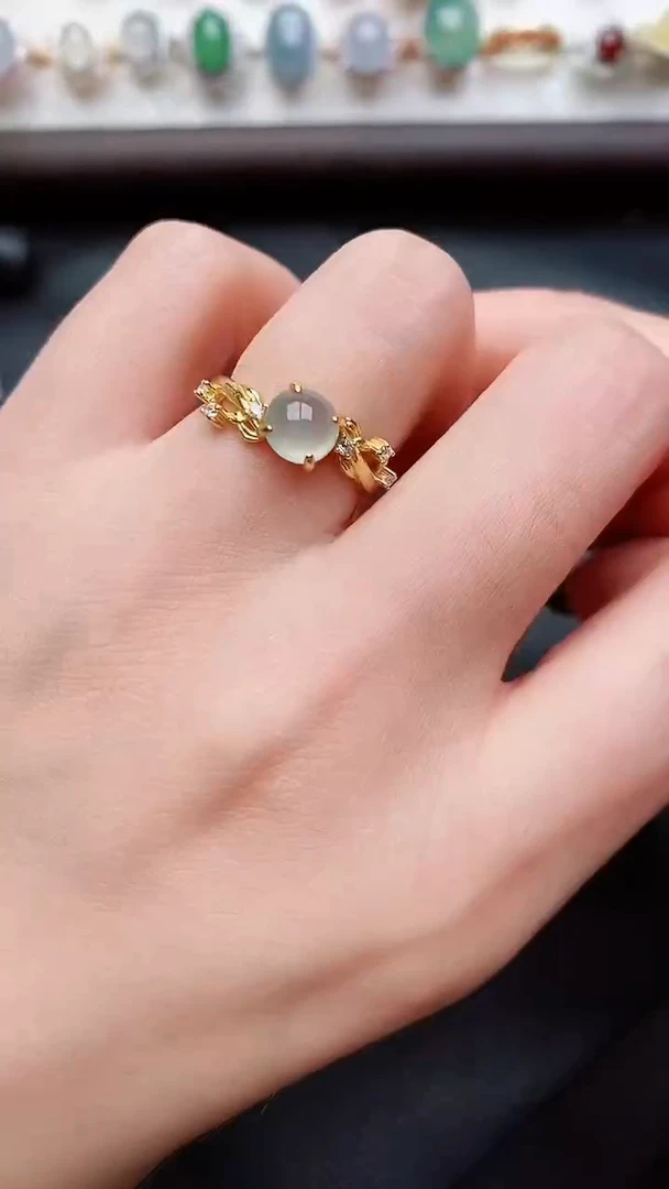 银S925镶嵌戒指翡翠...