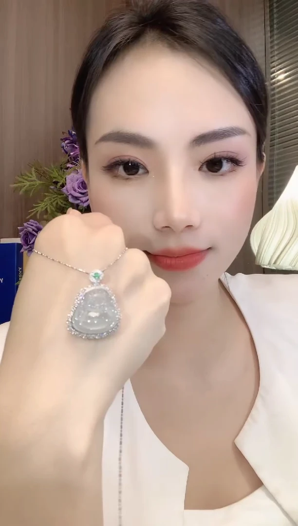 翡翠18K金镶嵌吊坠(不含链)C51