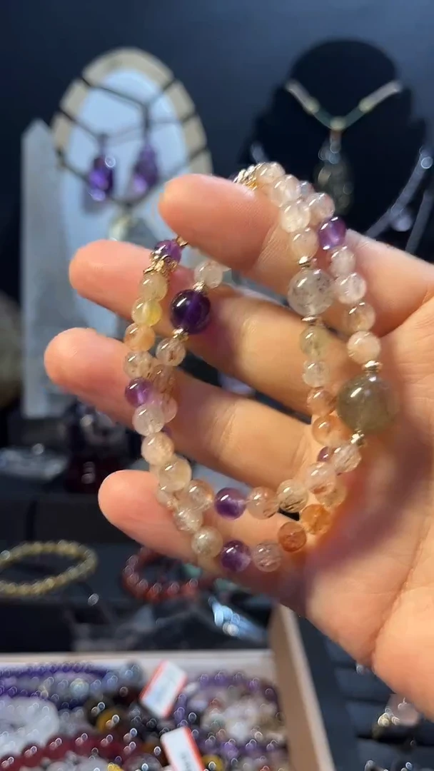 未镶嵌手链发晶天然黑金彩超手链