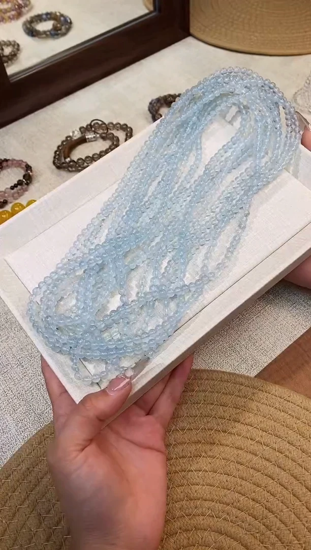 合金手链水晶海蓝宝素圈手串三圈5-6mm多样性发一