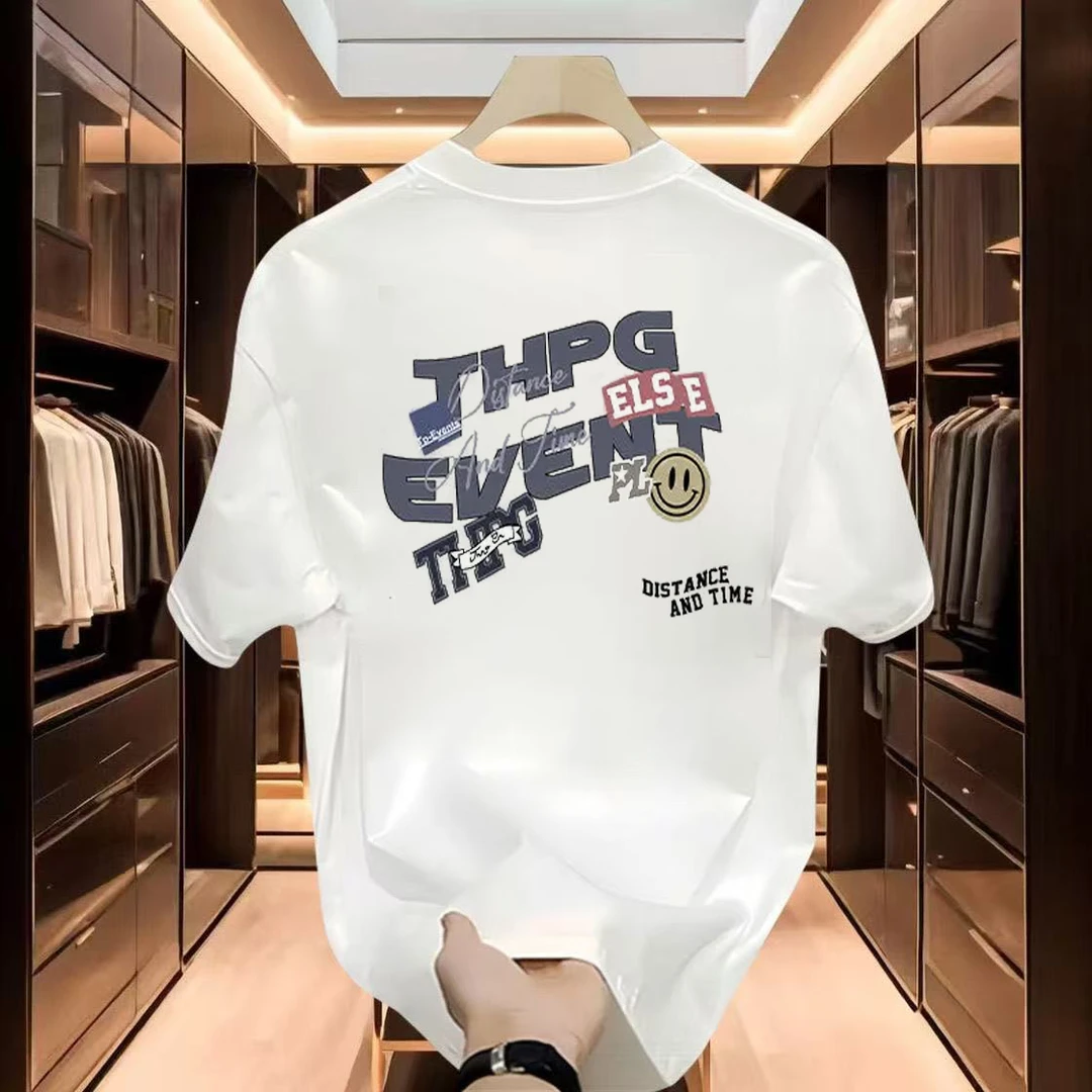 啄木鸟高档男士短袖t恤男生爆款2025新款爆款百搭夏季印花圆领T