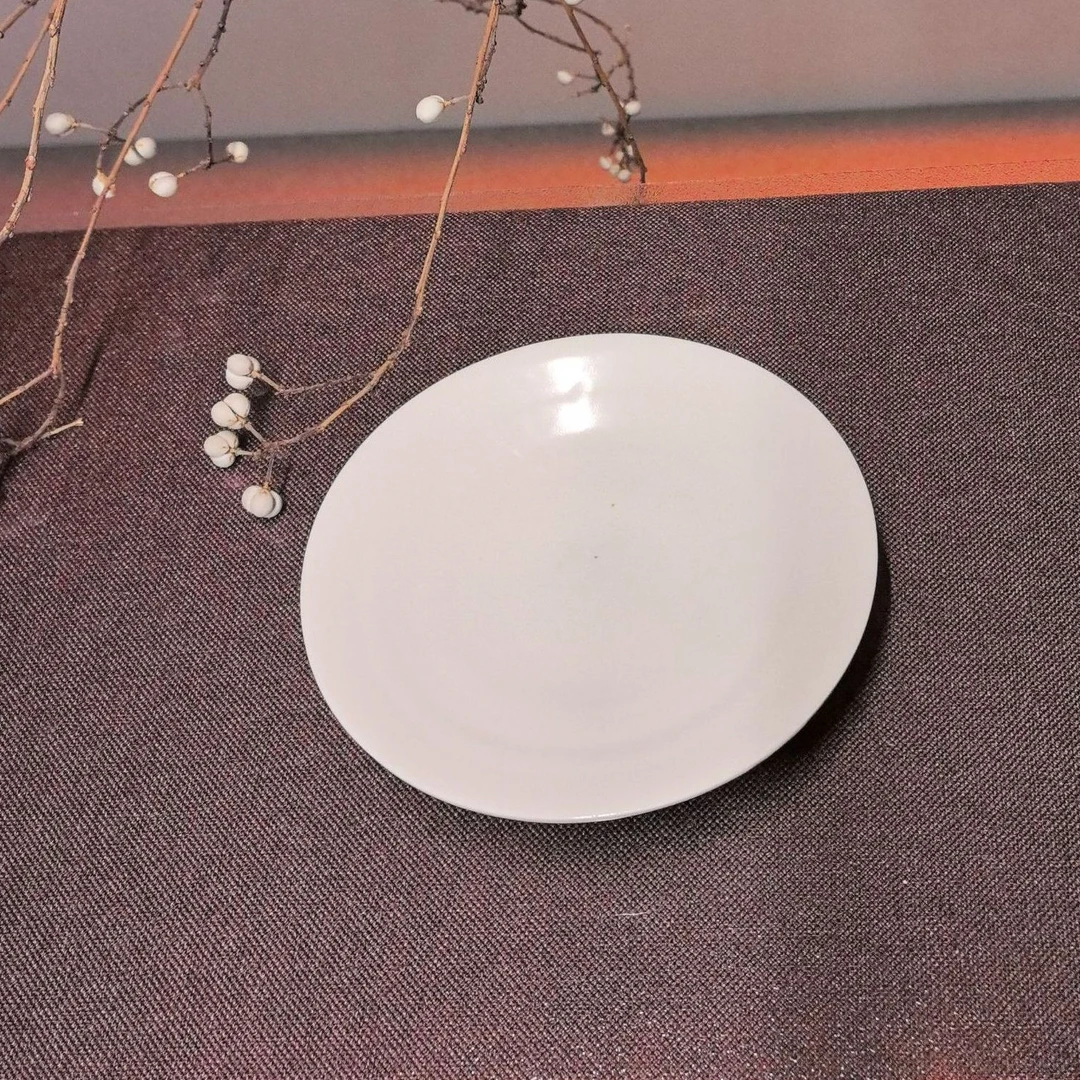 纯手工白色皎月瓷承-陶瓷