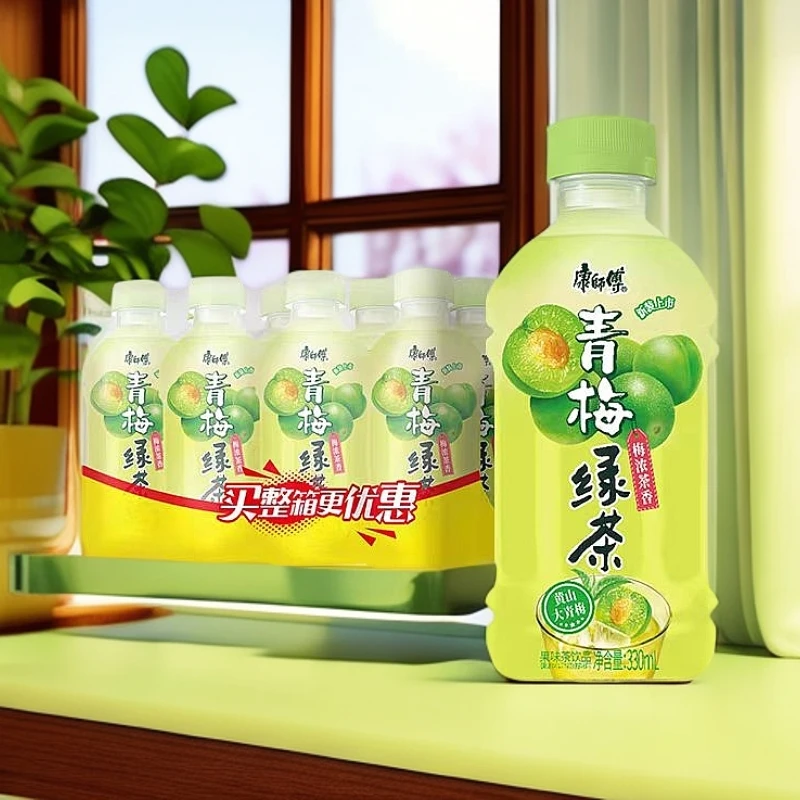【主播推荐】8瓶康师傅青梅绿茶饮料装解腻零食饮料清爽330ml果味JX