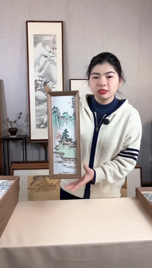 【闪购商品】国画手绘*山长水远*15*42cm摆台