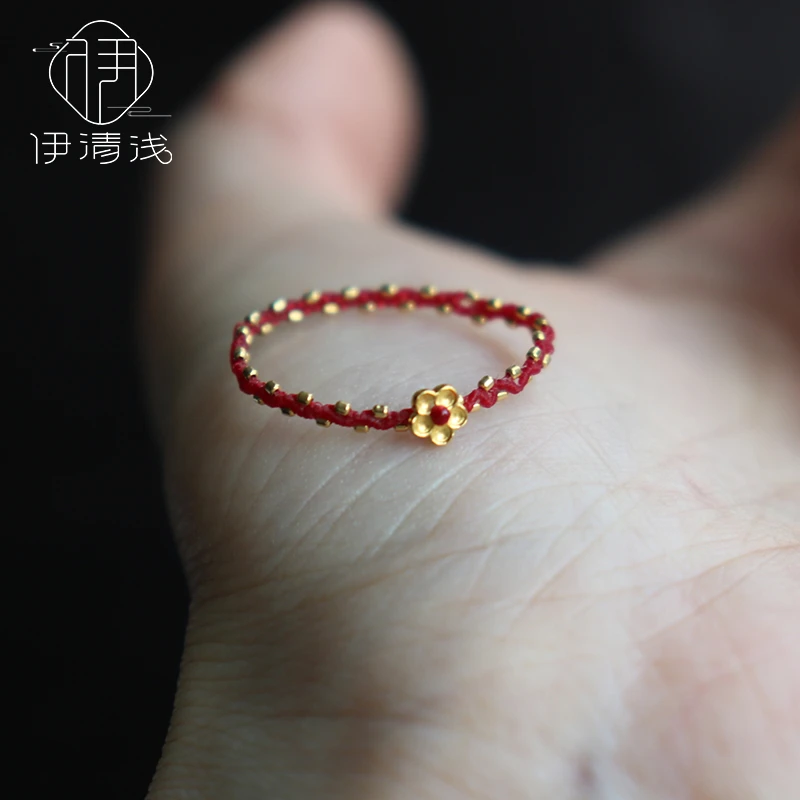 合金戒指 合金戒指【水波纹芝麻珠】18芝麻珠戒指极细编绳戒指