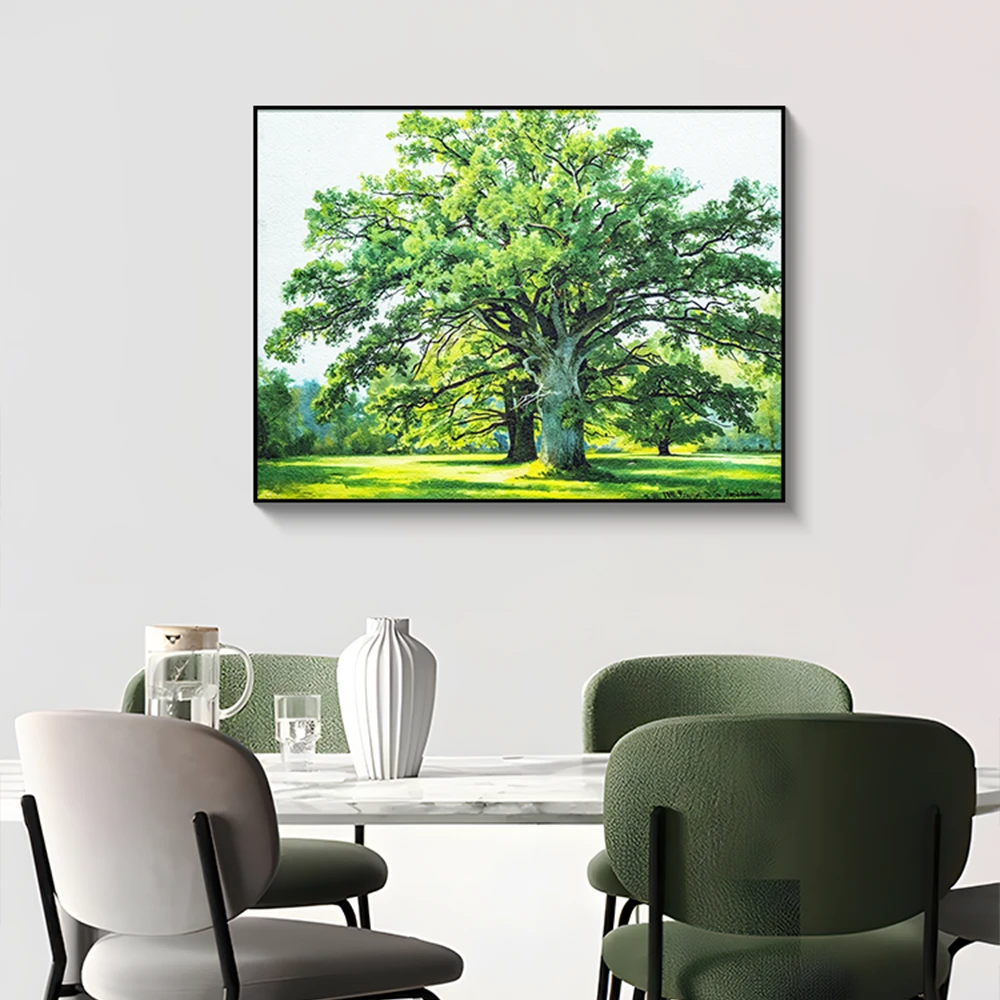 希施金大树北欧客厅装饰画印象派大师名画餐厅风景砂岩画森林6080