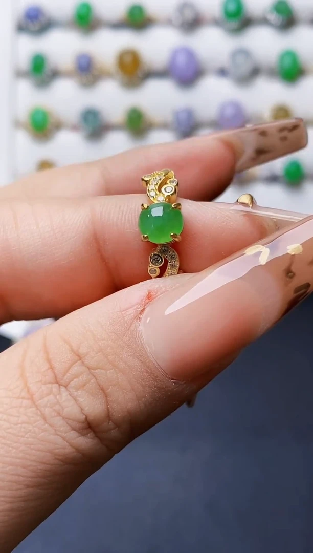 银S925镶嵌戒指翡翠0016