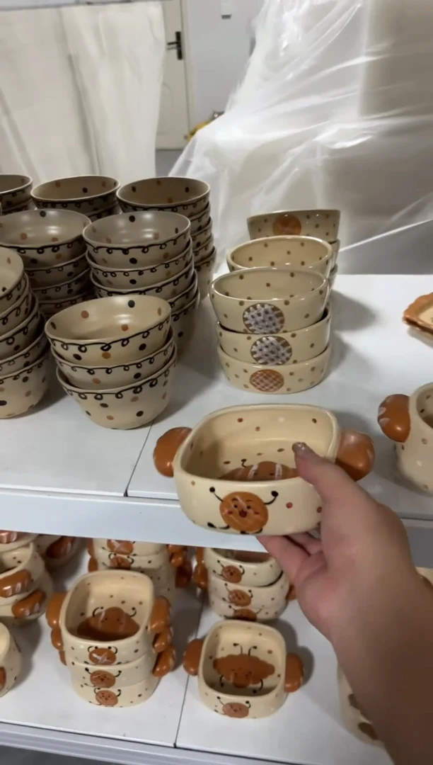 陶瓷饼干方碗【十里高温釉下彩陶瓷】