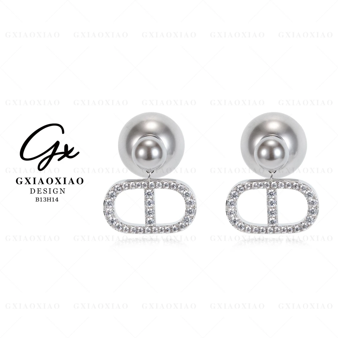 镀K金 925银针 法式气质高级感经典猪鼻子耳环 B13H14