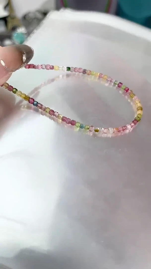 【闪购商品】碧玺手链银S925镶嵌方45