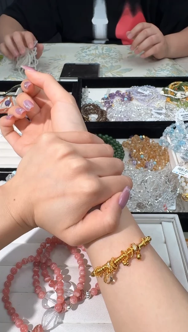 水晶手链未镶嵌O016金色盘缠手链