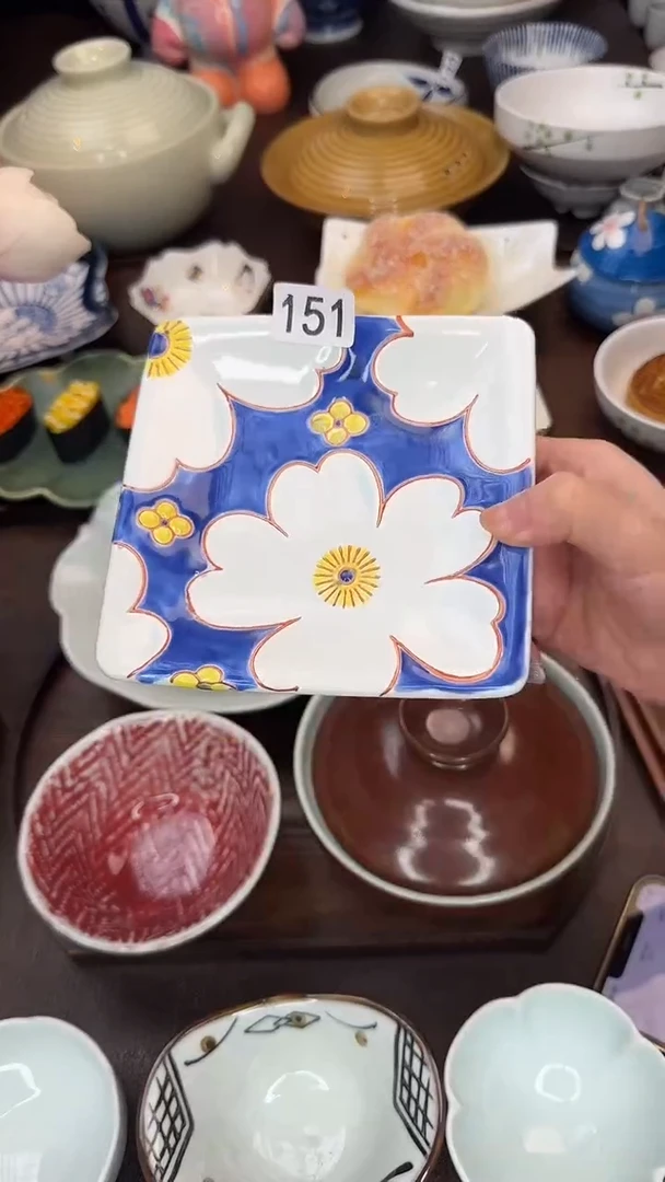 瓷正角平盘手绘花盘