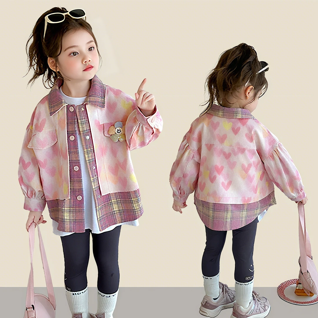 休闲风2025格子女新款外套秋款韩版女童时尚春秋洋气儿童宝宝