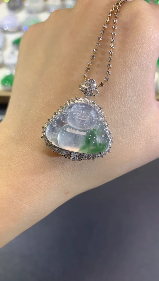 吊坠(不含链)18K金镶嵌翡翠35-佛公（不含链和扣