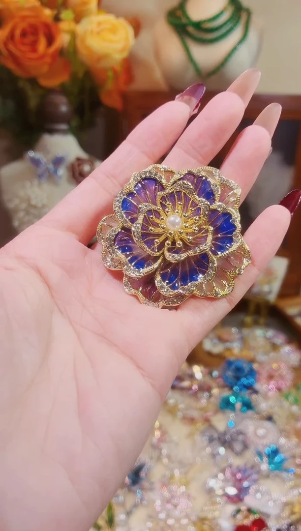 合成立方氧化锆铜合金紫色牡丹花