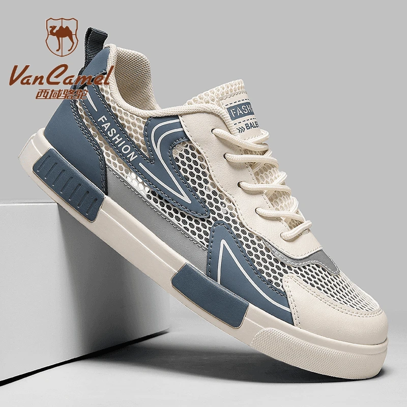 西域骆驼男鞋夏季透气薄款镂空网眼休闲小白板鞋46大码47运动网鞋