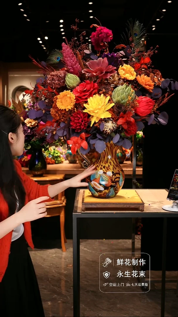 手工艺品琉璃手工花器花束空运包邮送货上门-以图片为准