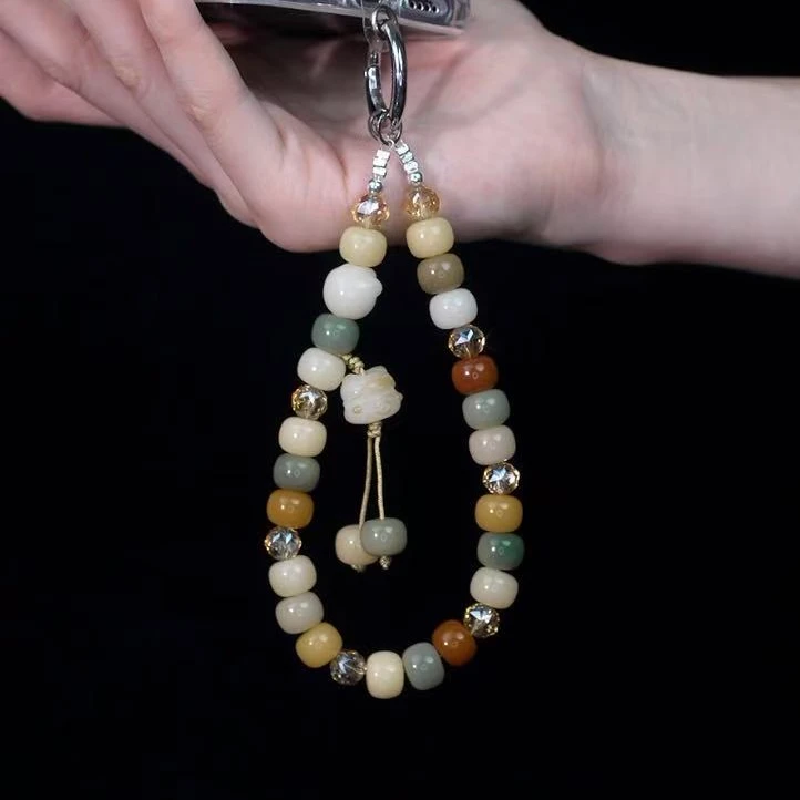 XX274【炭烧猫爪】手机链便携挂绳链串珠链条菩提手工编绳挂件防丢