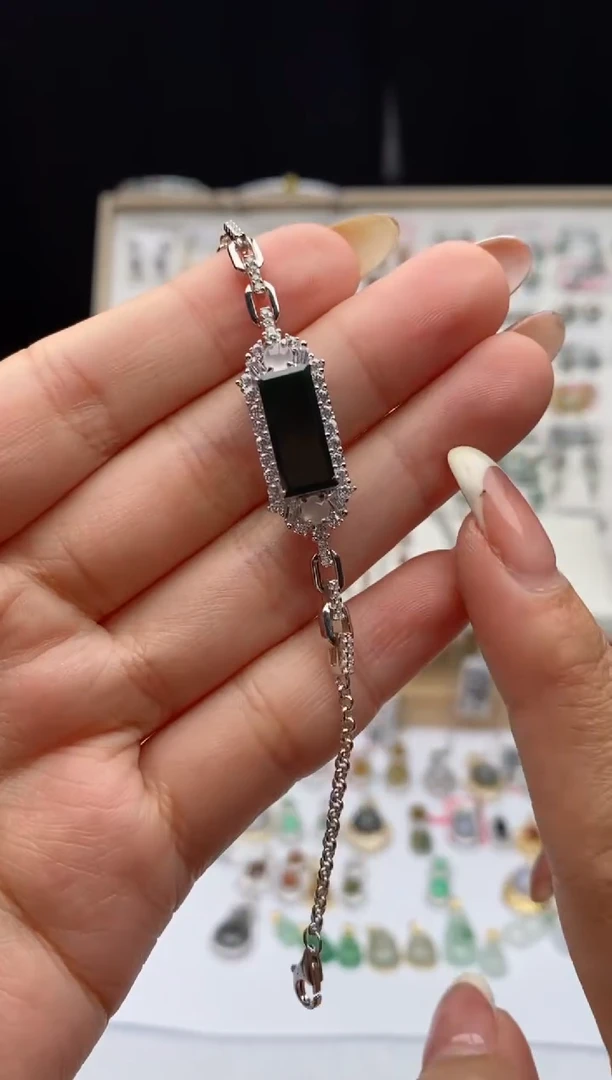 银S925镶嵌戒指翡翠天然A货翡翠