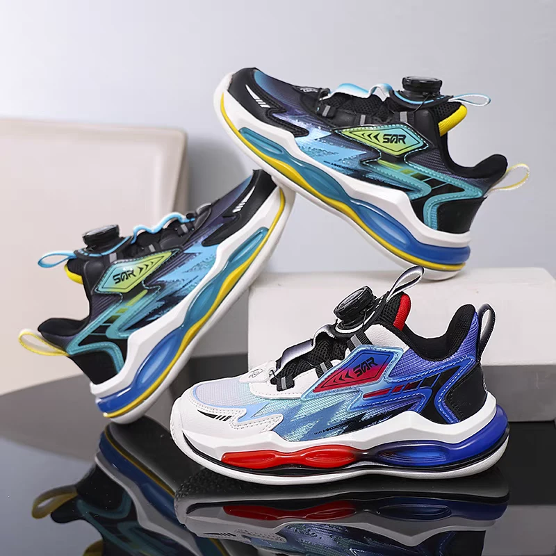 男童2024春季款儿童旋钮运动软底透气跑步鞋男孩休闲鞋7788